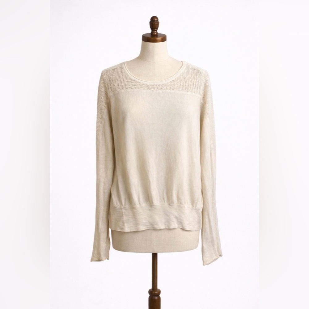 Athleta Linen Blend Open Knit Top Sz S